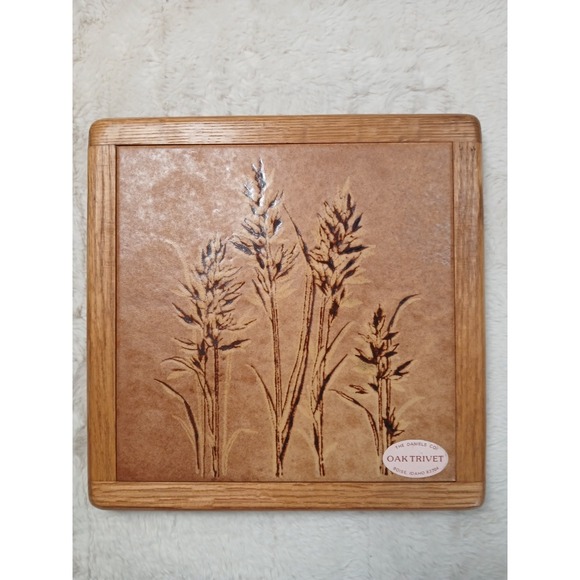 The Daniels Co. Other - Ceramic Oak Trim The Daniel's Co. Trivet Earth Color Wheat Hot Plate/ Decor MCM